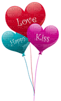 Kaz_Creations Valentine Deco Love Balloons Hearts Text Happy Kiss - PNG gratuit