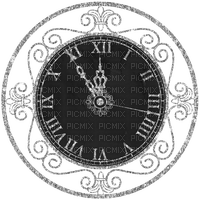 New Years.Clock.Black.Silver - png ฟรี