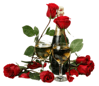 champagne-flaska-glas-blommor-deco-minou52 - png grátis