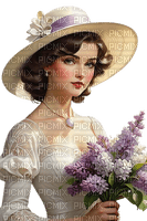 Woman with Lilac Bouquet - ücretsiz png