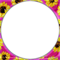 soave frame circle flowers sunflowers pink yellow - Free PNG