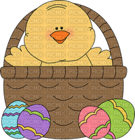 EASTER CHICK IN BASKET - безплатен png