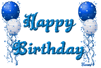 Blue and White Happy Birthday Balloons - GIF animado grátis