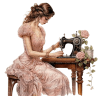 frau, woman, femme, vintage, schneiderin, sewing - δωρεάν png