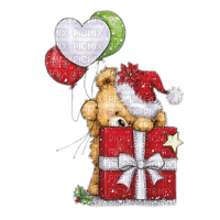 Teddy, Ballons, Geschenk, Weihnachten - Free PNG