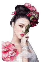 Woman  Asia China Rose Black White - Bogusia - PNG gratuit