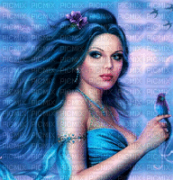 The woman with dyed blue hair. - Бесплатный анимированный гифка