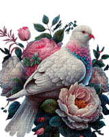 flowers, dove, bird - ücretsiz png