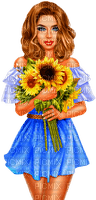 Woman And Sunflowers - nemokama png