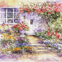 fondo casa jardin flores gif dubravka4 - Безплатен анимиран GIF