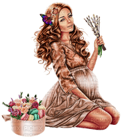 Pregnant woman. Brown. Flowers. Cakes. Leila - ingyenes png