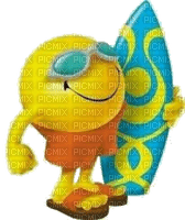 Smiley Face with Surfboard - kostenlos png