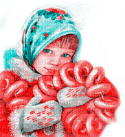 Y.A.M._Winter Russia baby girl wheelbarrows - kostenlos png