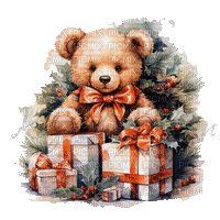 teddy bear, Christmas gifts - GIF animé gratuit