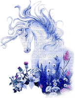 kikkapink fantasy blue purple unicorn flowers - png gratuito