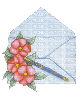 Kuvert, Blumen, Flowers - Gratis geanimeerde GIF