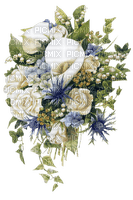 Beige blue white flowers deco [Basilslament] - PNG gratuit