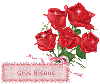 gros bisous roses rouges - GIF animé gratuit
