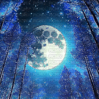 Big Bright Moon in Blue Forest - Ingyenes animált GIF