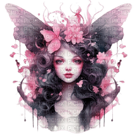 watercolor pink fairy painting - PNG gratuit