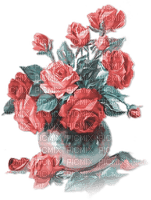 soave deco flowers rose vintage pink teal - PNG gratuit