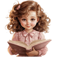 girl book reading pink - png ฟรี