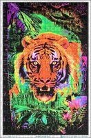 rainbow neon tiger art poster - Free PNG
