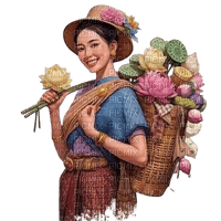 loly33 femme asiatique  fleur - δωρεάν png