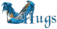 Kaz_Creations Text Hugs Blue Shoes Sparkle Animated