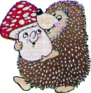 Hedgehog with Mushroom - Free animated GIF