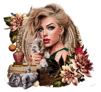 woman with cat by nataliplus - besplatni png