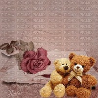background-rose-pink and teddybears - ingyenes png