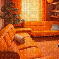 Orange Retro Sofa - png gratis