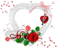 Frame.Hearts.Flowers.White.Green.Red - Free PNG