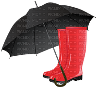 Kaz_Creations Autumn Fall Leaves Leafs Umbrella Boots - Free PNG