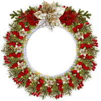 Christmas.Circle.Frame.White.Gold.Red.Green - png grátis