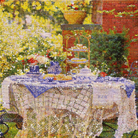 kikkapink background garden table painting gif - Nemokamas animacinis gif