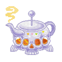 skull teapot pixel art - darmowe png