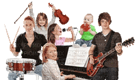 Kaz_Creations Children Family Friends  Playing Musical Instruments 🎸 - GIF animé gratuit