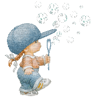 fillette aux bulles - 免费动画 GIF