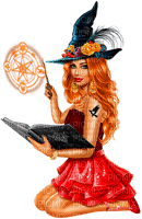 Woman.Witch.Magic.Halloween.Red.Black - png gratuito