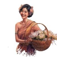 loly33 femme asiatique  fleur - gratis png
