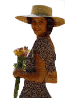 woman with flowers - ücretsiz png