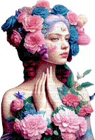 Woman and roses - PNG gratuit