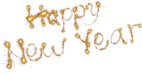 happy new year text gold - png grátis