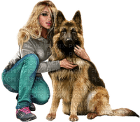 woman and dog - png gratis