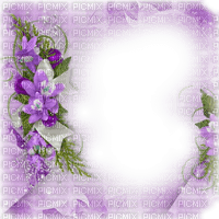 spring printemps flower fleur blossom fleurs blumen  tube frame cadre rahmen overlay fond background purple - PNG gratuit