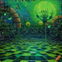 Green Fantasy Background with Tiled Floor - png ฟรี