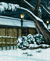 winter night landscape drawing - GIF animate gratis