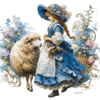 Woman with sheep - PNG gratuit